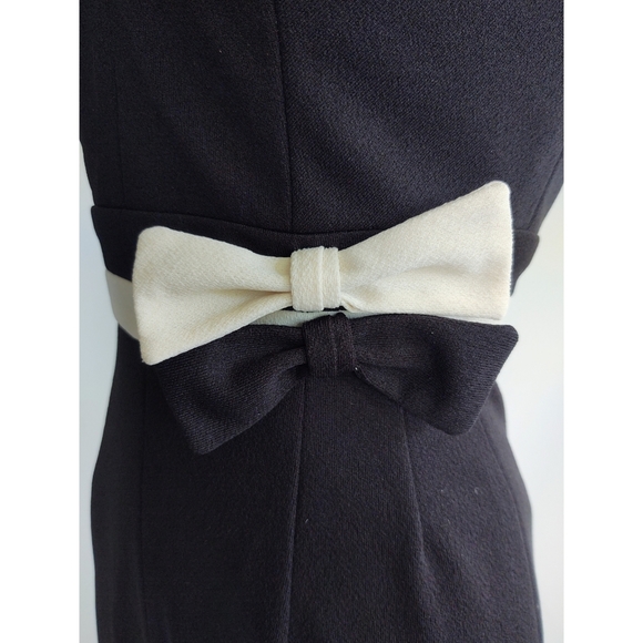 Vintage 60's / 70's Jumpsuit Black & White Bow Tie Detail Zip Back - Picture 7 of 9